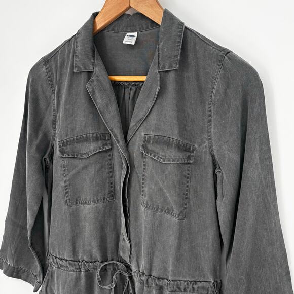 Old Navy Gray Tencel Tie-belt Utility Dress Size XS - Picture 3 of 8